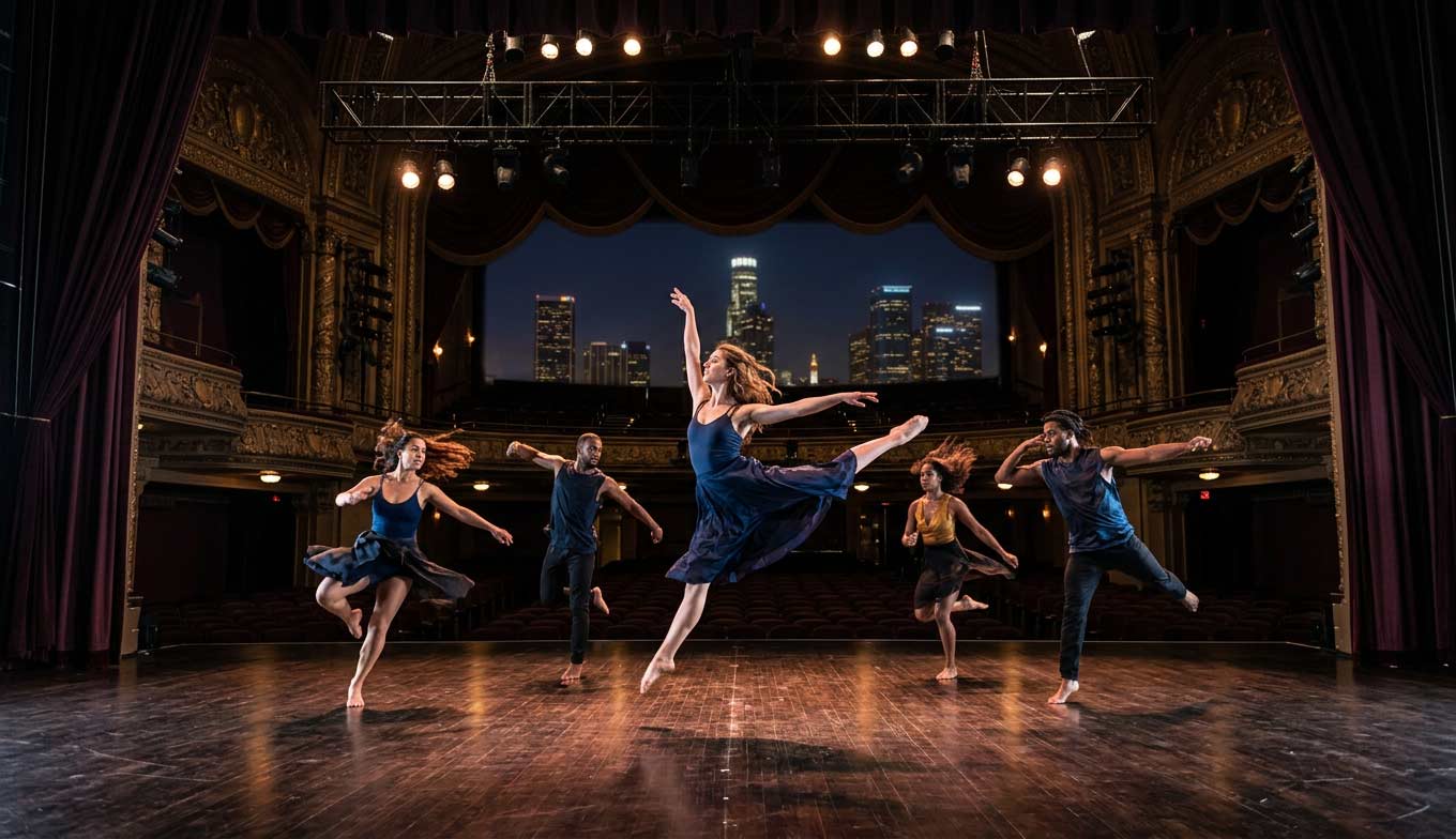 Dancers performing on stage at a Los Angeles theater