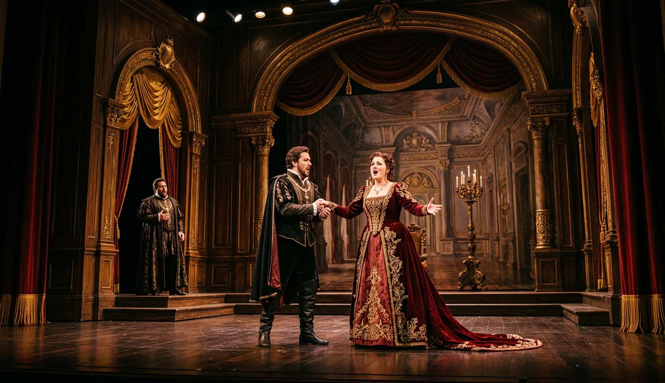 Opera singers performing on stage in Los Angeles